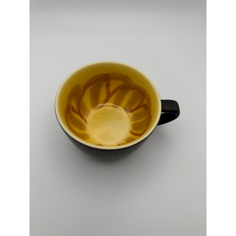 Starbucks 2012 Matte Black Yellow Swirl New Bone China Coffee Mug Cup 16oz